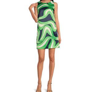 Trina Turk Fairy Tale Satin Round Neck Sleeveless Shift Dress